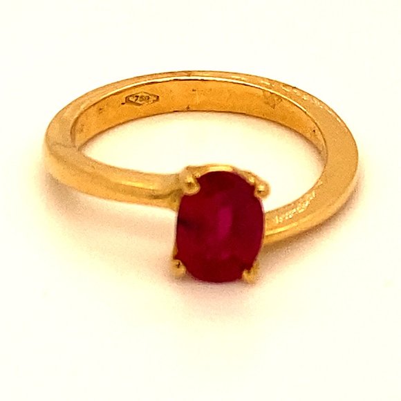 Burmese Ruby 1.02ct Solid 18K Yellow Gold Ring - Picture 3 of 7